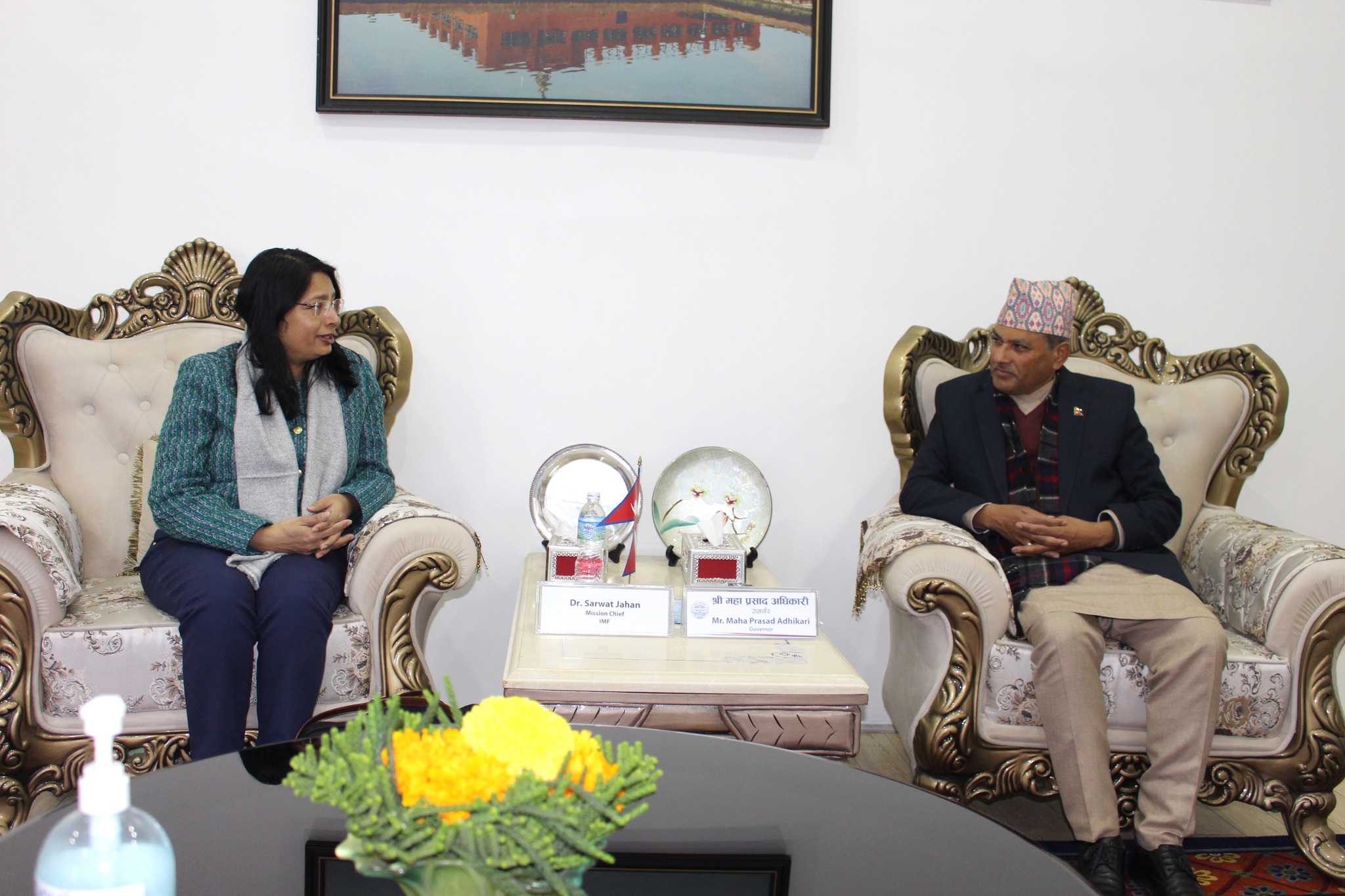 Governor Maha Prasad Adhikari Meets IMF Mission for 5th Review of Extended Credit Facility