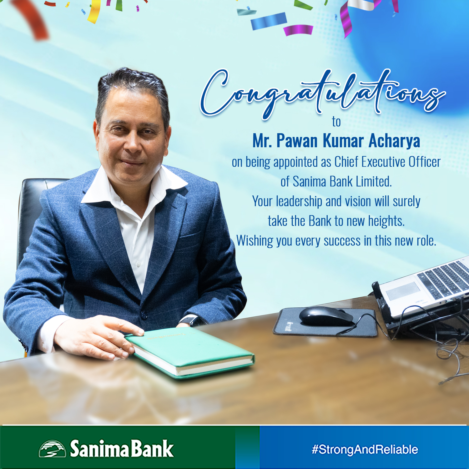 सानिमा बैंकका सीईओमा पवनकुमार आचार्य, आजदेखि सुरु भयो ४ वर्षे कार्यकाल