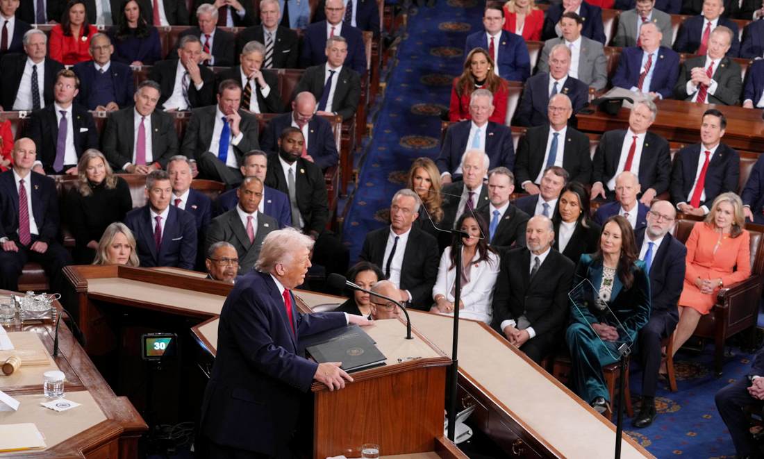 ट्रम्पको १०८ मिनेट लामो स्टेट अफ द युनियन, आर्थिक र विदेश नीतिमा उपलब्धि दाबी