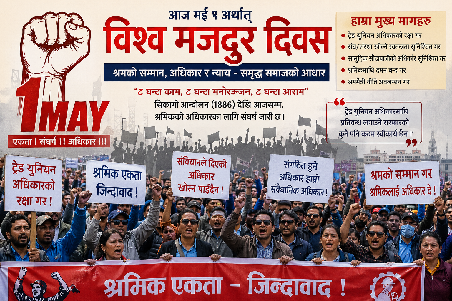 विश्वभर मे दिवस मनाइँदा नेपालमा ट्रेड युनियनमाथि नियन्त्रणको बहस
