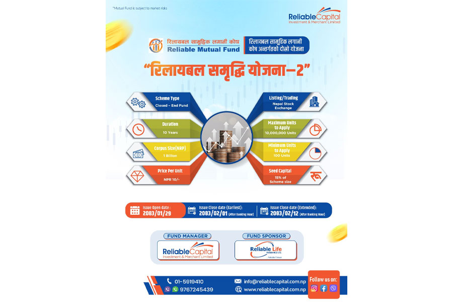 रिलायबल समृद्धि योजना २ को इकाई बिक्री आजदेखि खुला