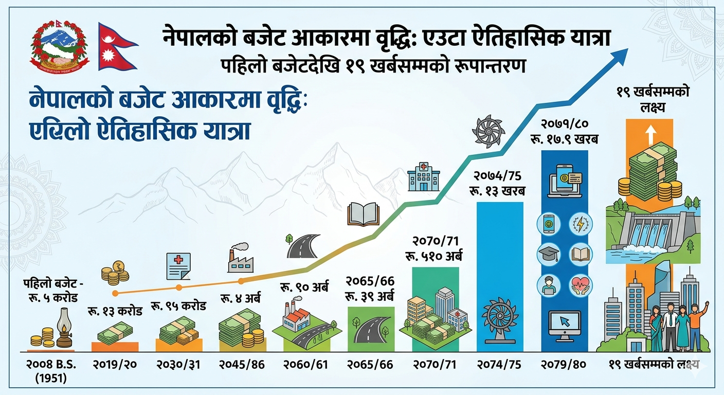 पहिलो बजेटदेखि १९ खर्बसम्मः नेपालमा बजेटको आकार कसरी बढ्दै गयो ?